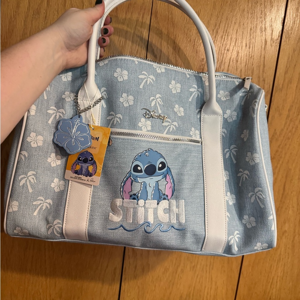 Stitch Blue and White Weekender Bag NWT